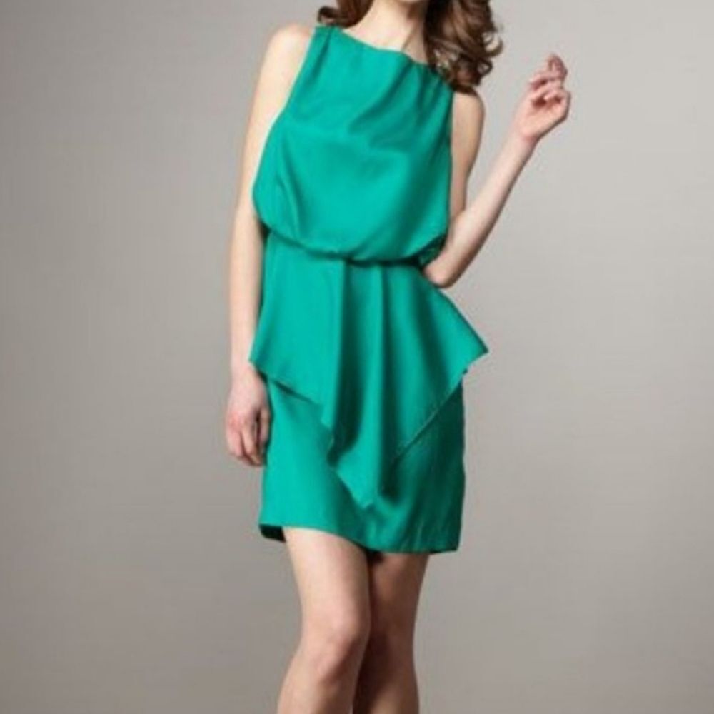 Ali Ro Green Peplum Cocktail Dress Size 6